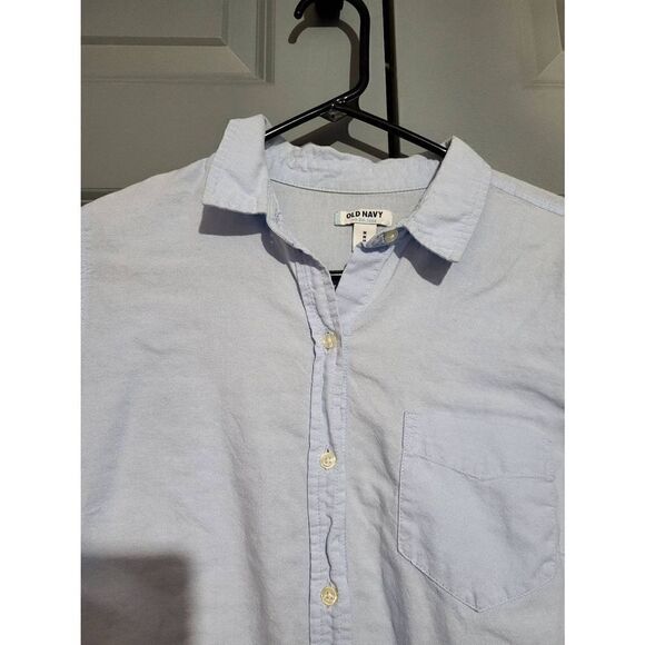 Old Navy light blue button-down collard blouse - Picture 3 of 7